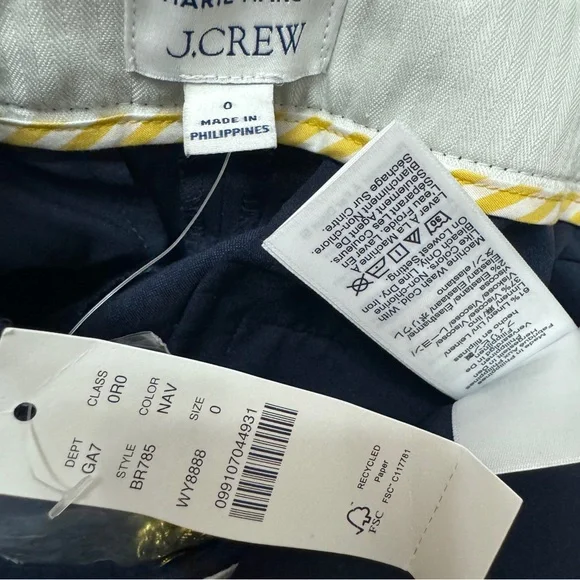J. Crew x Marie Marot Sz 0 sailor wide leg pants linen blend navy gold buttons - Picture 5 of 7